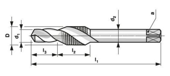 Závitník kombinovaný HSS 2N M8