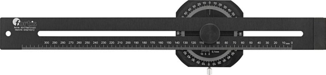 Presná stieracia mierka s uhlomerom 300 mm FORTIS