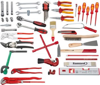 Sortiment náradia pre inštalatérske práce 50-dielny v taške na náradie FORMAT