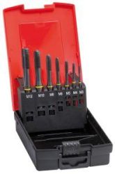 Sada strojových závitníkov DIN371/376 HSSE tvar B M3-12 + jadrový vrták FORMAT