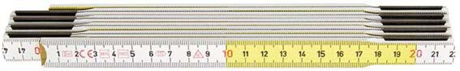 Skladací meter buk 2 m x 17 mm žltobiela farba Hultafors
