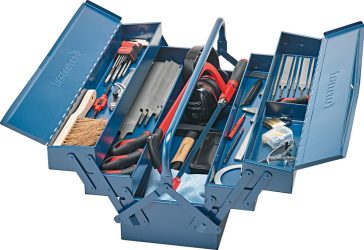 Sortiment náradia na kovy 43-dielny v kufríku z oceľového plechu FORMAT